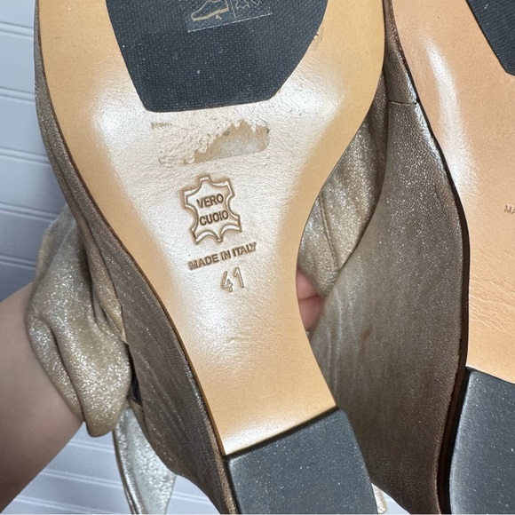 NWOB Tashkent by Cheyenne Beige Metallic Platform Wedges Booties Back Bow Sz 41 - Picture 9 of 11